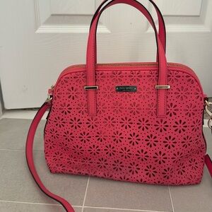 Kate Spade Pink Perforated Floral Leather Purse